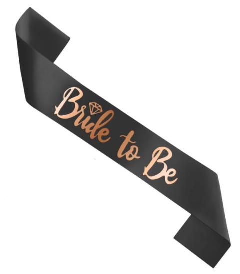 PartyPal Szarfa na wieczór panieński Bride to Be czarna-rose gold 160cm