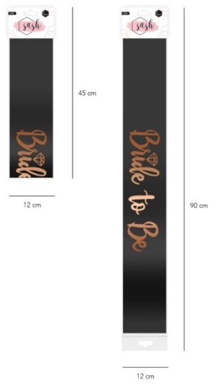 PartyPal Szarfa na wieczór panieński Bride to Be czarna-rose gold 160cm