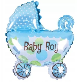 PartyPal Balon foliowy Wózek It's a boy 67x80 cm