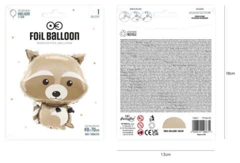 PartyPal Balon foliowy Borsuk 49x70cm