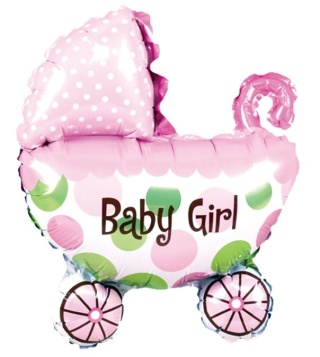 PartyPal Balon foliowy Wózek dla dziewczynki 67x80cm