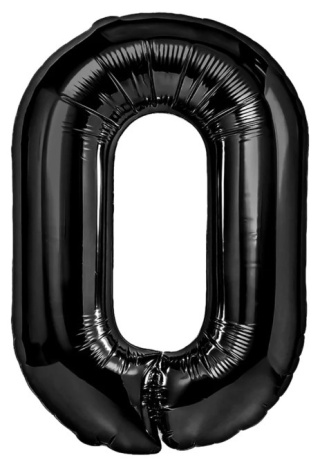 PartyPal Balon foliowy cyfra 0 czarny 100cm