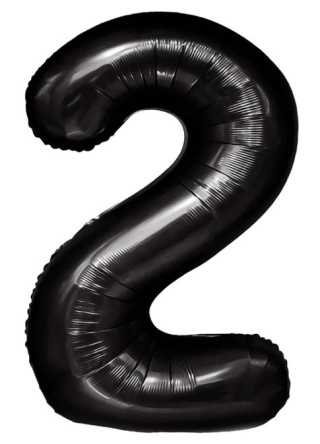 PartyPal Balon foliowy cyfra 2 czarny 100cm