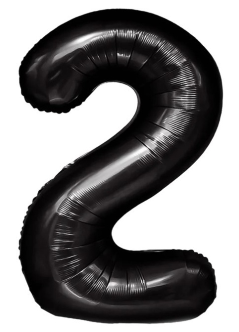 PartyPal Balon foliowy cyfra 2 czarny 100cm