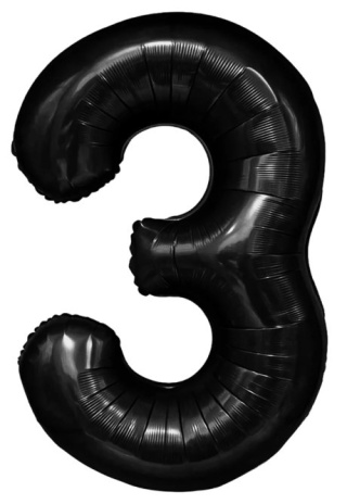 PartyPal Balon foliowy cyfra 3 czarny 100cm
