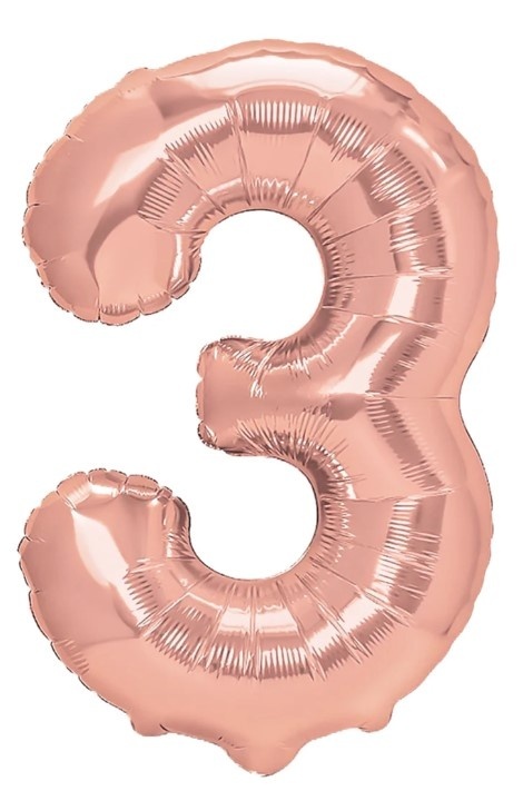 PartyPal Balon foliowy cyfra 3 rose gold 70cm