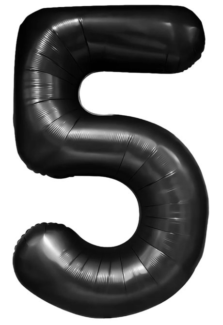 PartyPal Balon foliowy cyfra 5 czarny 100cm