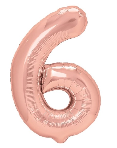 PartyPal Balon foliowy cyfra 6 rose gold 70cm