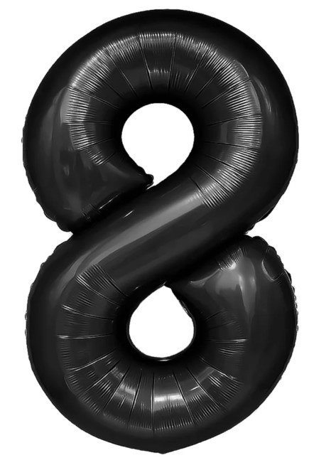 PartyPal Balon foliowy cyfra 8 czarny 100cm