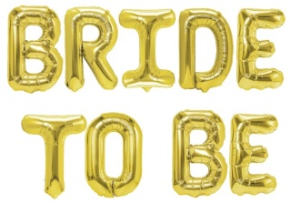 PartyPal Balon foliowy napis Bride to be złoty