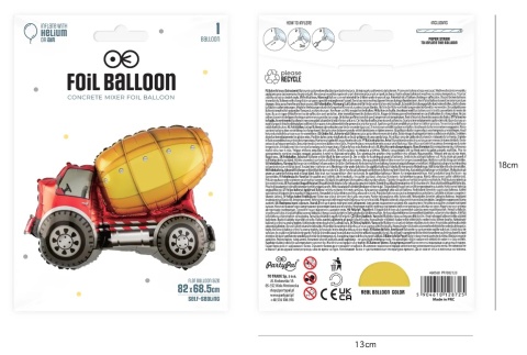PartyPal Balon foliowy Betoniarka 82x68,5cm