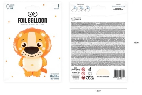 PartyPal Balon foliowy Lew 45x63cm