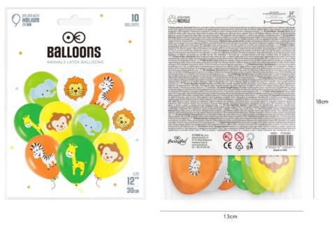 PartyPal Balony Zwierzątka kolor mix 12cali 10szt.