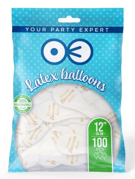 PartyPal Balony komunijne Pierwsza Komunia Święta biało-złote 12cali 100szt.
