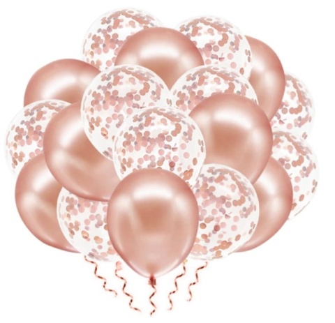 PartyPal Zestaw balonów rose gold z konfetti 12 cali 20szt