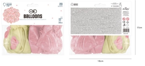 PartyPal Zestaw balonów rose gold z konfetti 12 cali 20szt