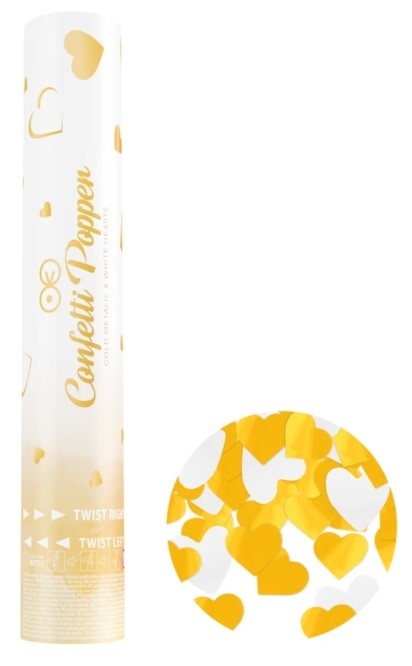 PartyPal Konfetti serca białe i metaliczne złote 30cm