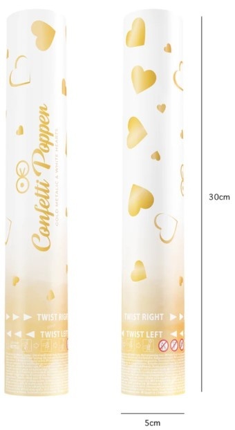 PartyPal Konfetti serca białe i metaliczne złote 30cm