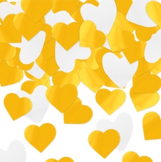 PartyPal Konfetti serca białe i metaliczne złote 60cm