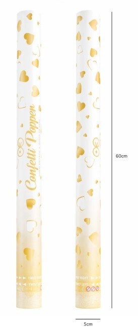 PartyPal Konfetti serca białe i metaliczne złote 60cm