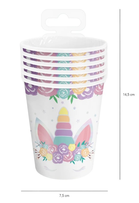 PartyPal Kubek Jednorożec 220ml 6szt.