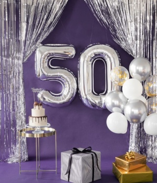 PartyPal Kurtyna imprezowa srebrna 100x200cm