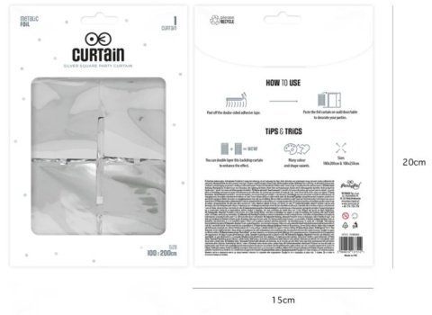 PartyPal Kurtyna imprezowa kwadraty srebrna 100x200cm