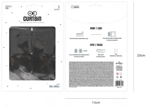 PartyPal Kurtyna imprezowa kwadraty czarna 100x200cm