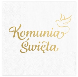 PartyPal Serwetki komunijne Komunia Święta biało-złote 10szt.