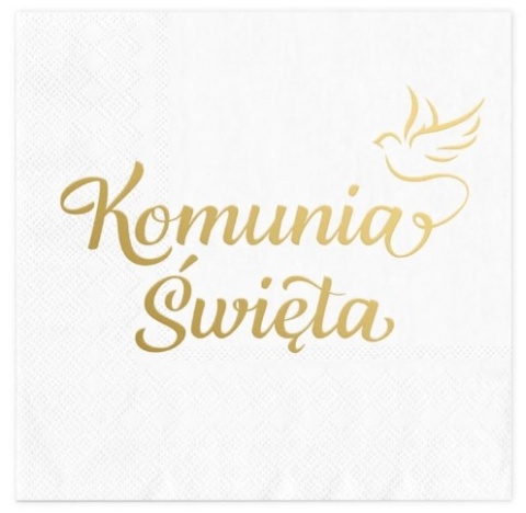 PartyPal Serwetki komunijne Komunia Święta biało-złote 10szt.