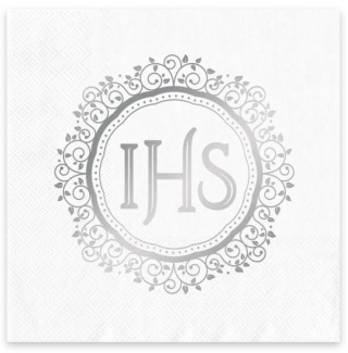 PartyPal Serwetki komunijne IHS biało-srebrne 10szt.