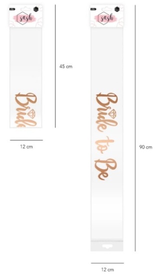 PartyPal Szarfa na wieczór panieński Bride to Be biała-rose gold 10x160cm