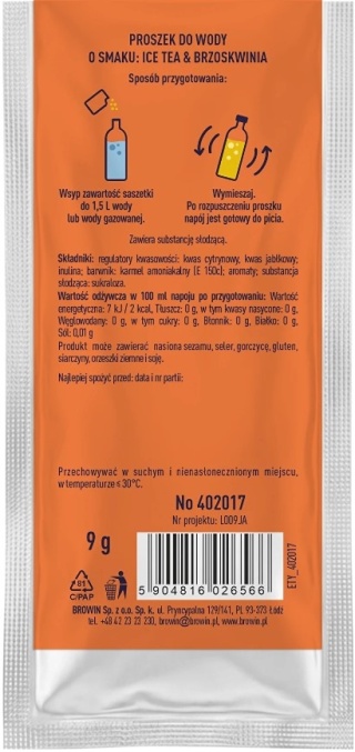 Vsypto Napój w proszku o smaku Ice Tea Brzoskwinia bez cukru 9g