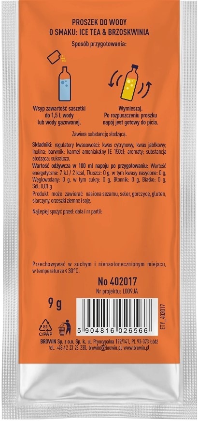 Vsypto Napój w proszku o smaku Ice Tea Brzoskwinia bez cukru 9g