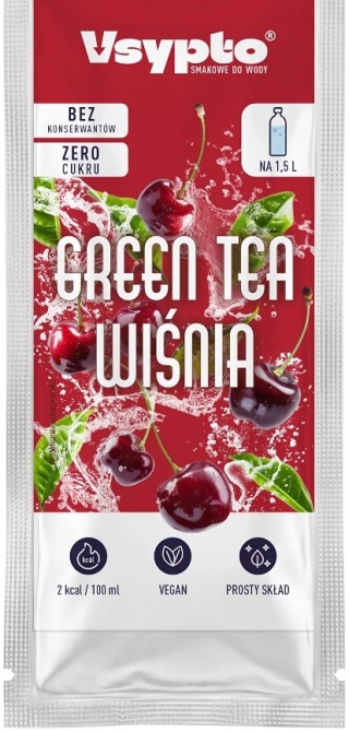 Vsypto Napój w proszku o smaku Green Tea Wiśnia bez cukru 9g