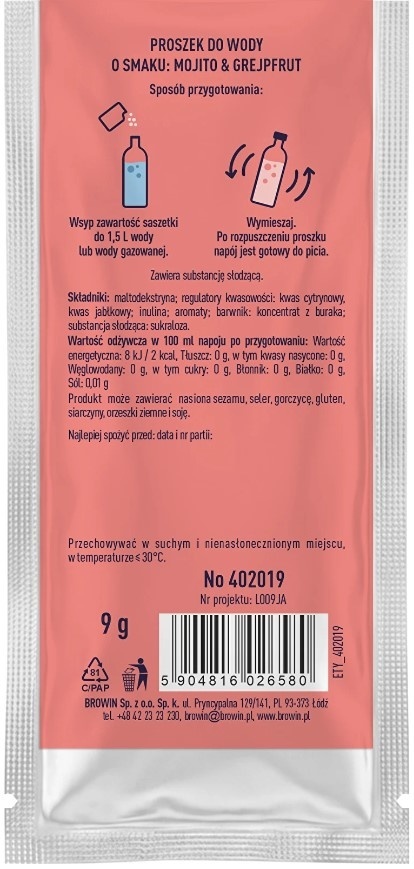 Vsypto Napój w proszku o smaku Mojito Grejpfrut bez cukru 9g