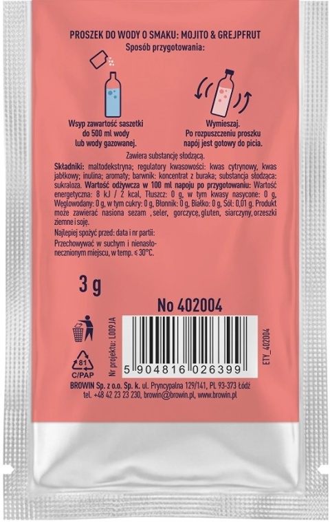 Vsypto Napój w proszku o smaku Mojito Grejpfrut bez cukru 3g