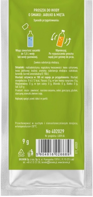 Vsypto Napój w proszku o smaku Jabłko Mięta bez cukru 9g