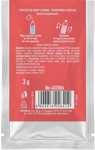 Vsypto Napój w proszku o smaku Truskawka Matcha bez cukru 3g