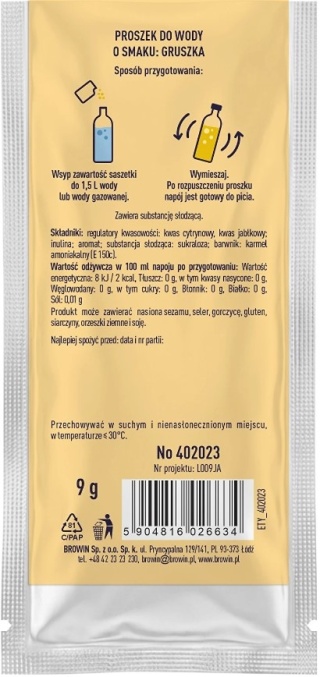 Vsypto Napój w proszku o smaku gruszki bez cukru 9g