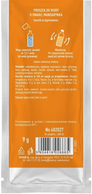 Vsypto Napój w proszku o smaku mandarynek bez cukru 9g