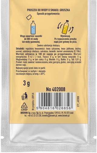 Vsypto Napój w proszku o smaku gruszki bez cukru 3g