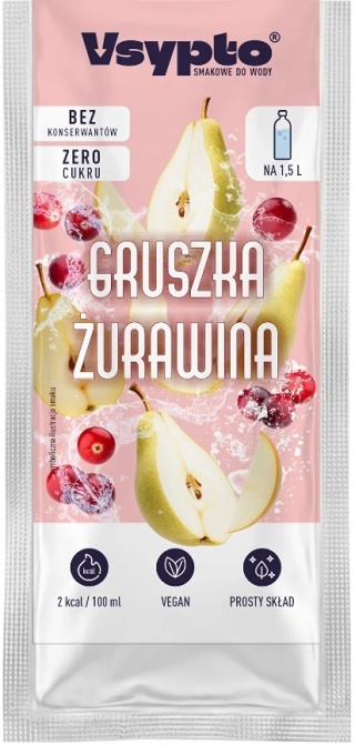 Vsypto Napój w proszku o smaku Gruszka Żurawina bez cukru 9g