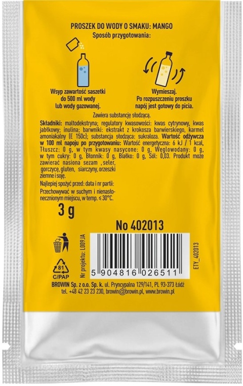 Vsypto Napój w proszku o smaku mango bez cukru 3g