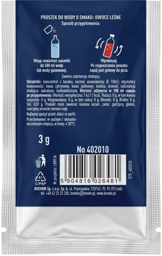 Vsypto Napój w proszku o smaku owoców leśnych bez cukru 3g