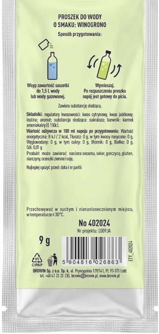 Vsypto Napój w proszku o smaku winogron bez cukru 9g