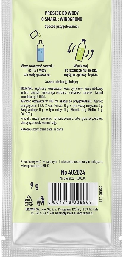 Vsypto Napój w proszku o smaku winogron bez cukru 9g
