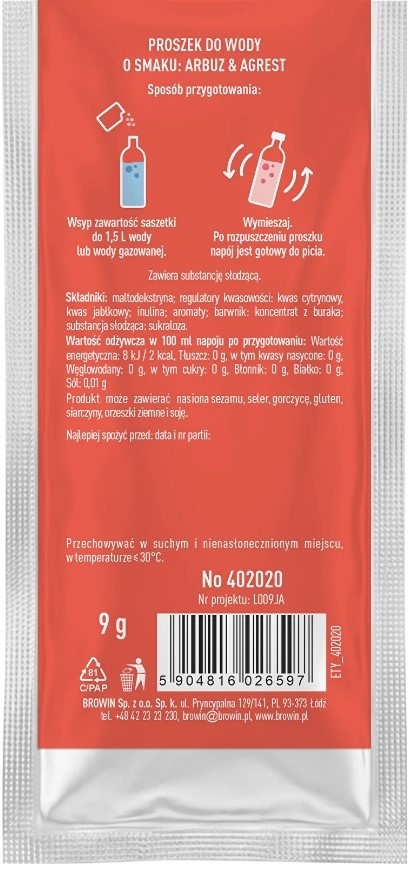 Vsypto Napój w proszku o smaku Arbuz Agrest bez cukru 9g