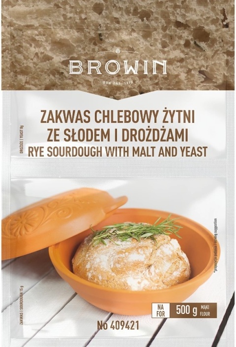 BROWIN Zakwas chlebowy żytni z drożdżami i słodem 23g