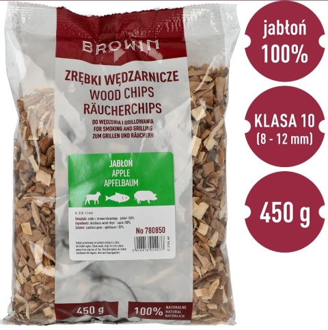 BROWIN Zrębki do wędzenia grillowania jabłoń 450g kl10